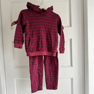 Vaenait Baby Boys Sweatsuit Set Maroon with Navy Stripes